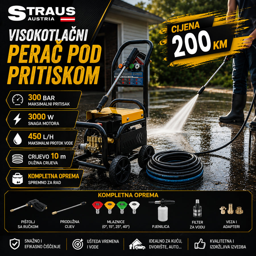 STRAUS AUSTRIA MAŠINA ZA PRANJE POD VISOKIM PRITISKOM – SNAGA I ČISTOĆA U JEDNOM UREĐAJU!