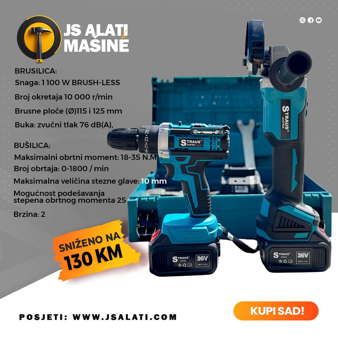 AKU SET 2U1 AKU BRUSILICA I AKU BUŠILICA STRAUS AUSTRIA