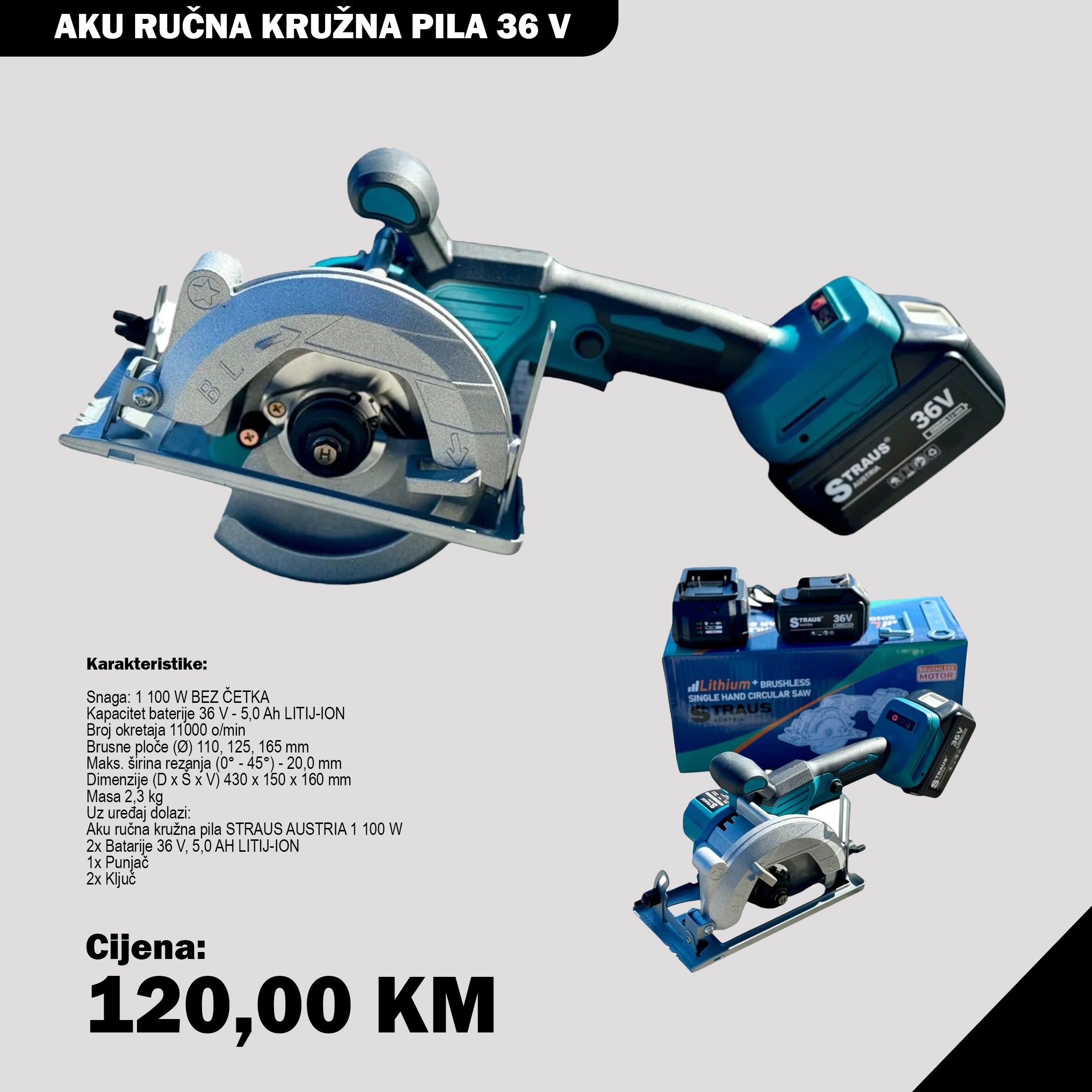 Aku ručna kružna pila STRAUS AUSTRIA 36 V