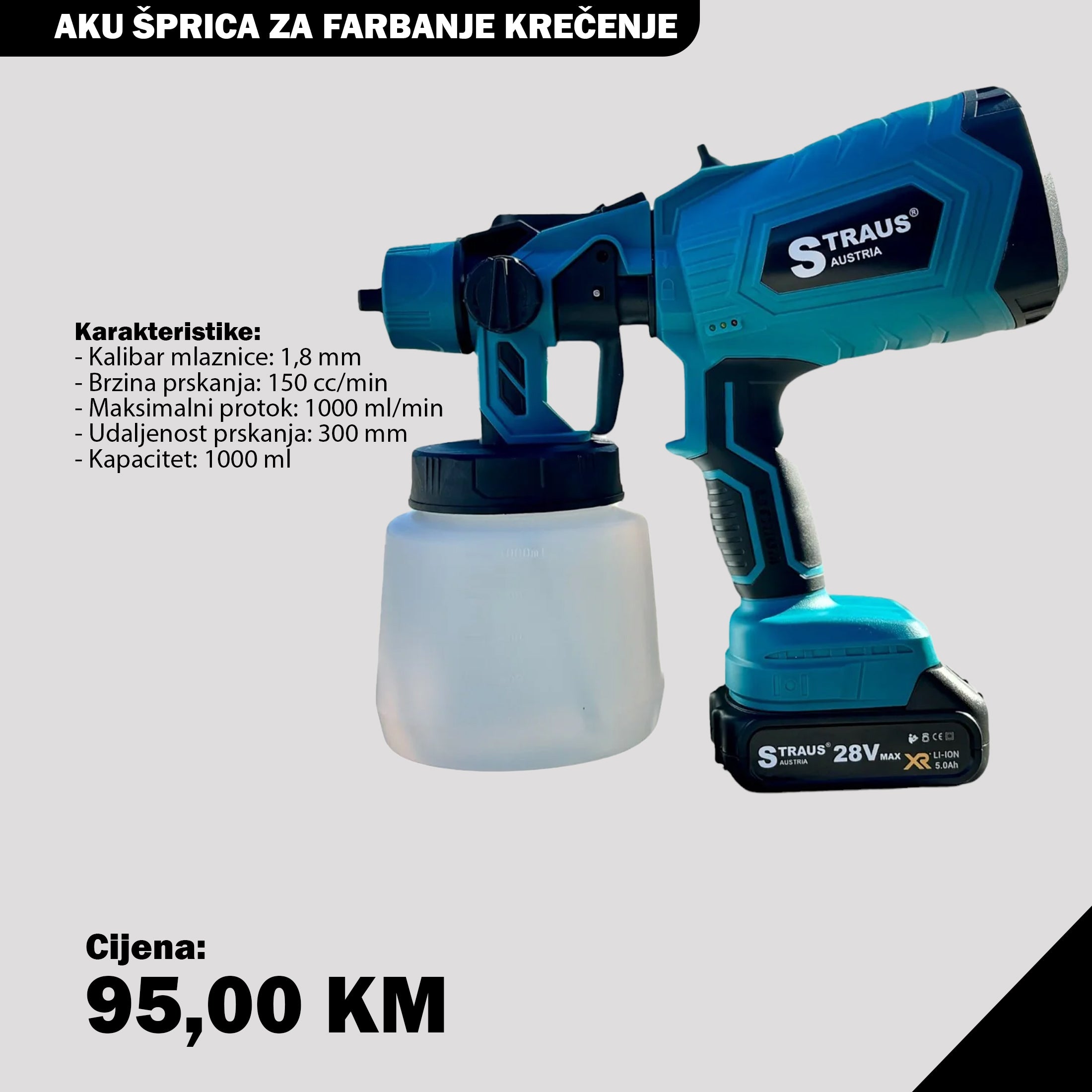 Aku šprica za farbanje krečenje STRAUS AUSTRIA