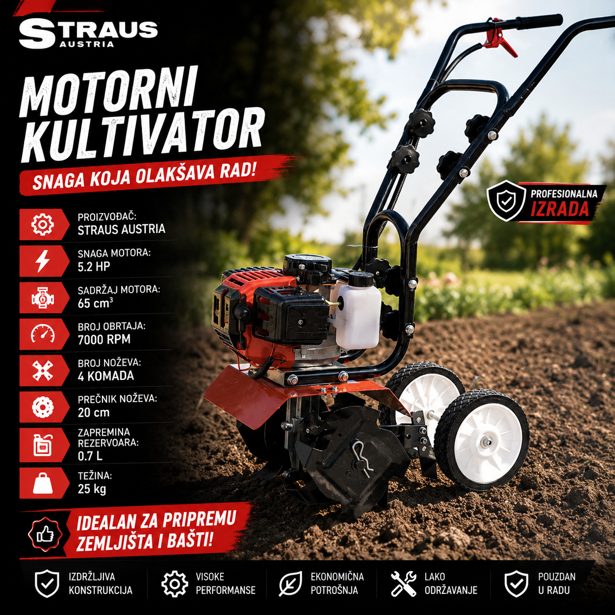 MOTORNA FREZA STRAUS AUSTRAIS 5.2 HP