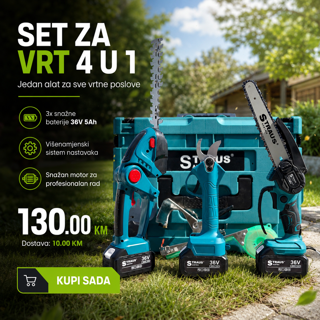 Straus Austria 36V Aku Set 4u1: Maksimalna Snaga za Vaš Vrt