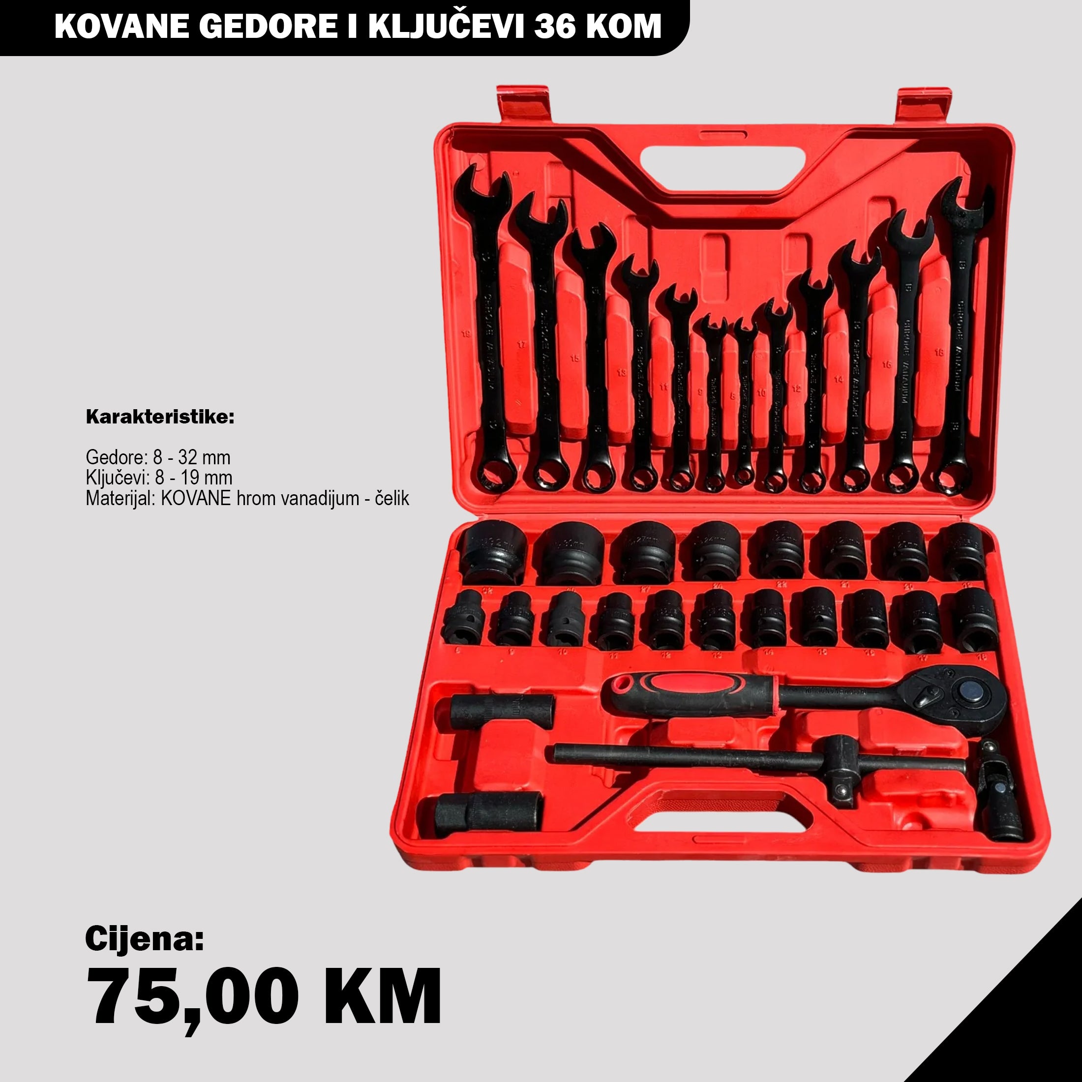 KOVANE GEDORE I KLJUČEVI 36 KOM