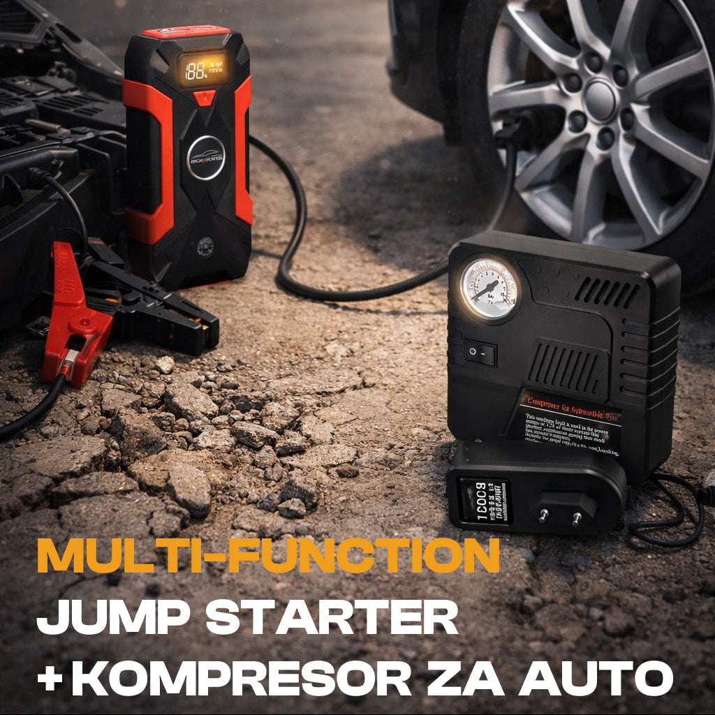 MULTI-FUNCTION JUMP STARTER + KOMPRESOR ZA AUTO