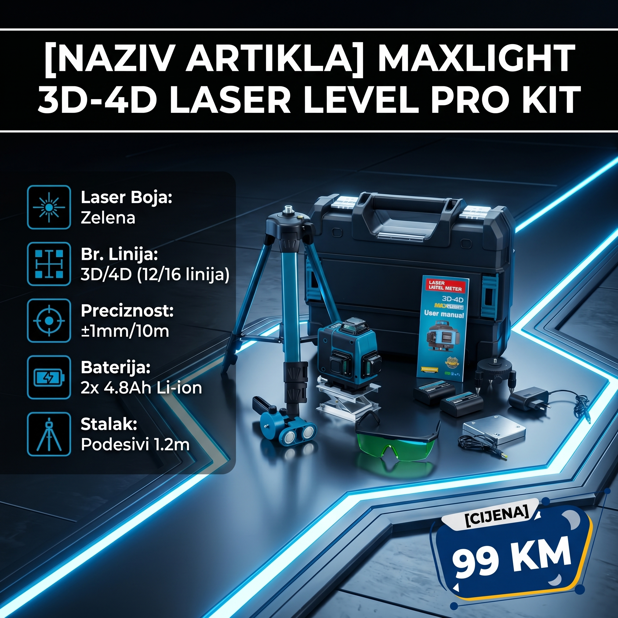 Straus Austria 4D Laserski Nivelir 16 Linija - Profesionalna Preciznost