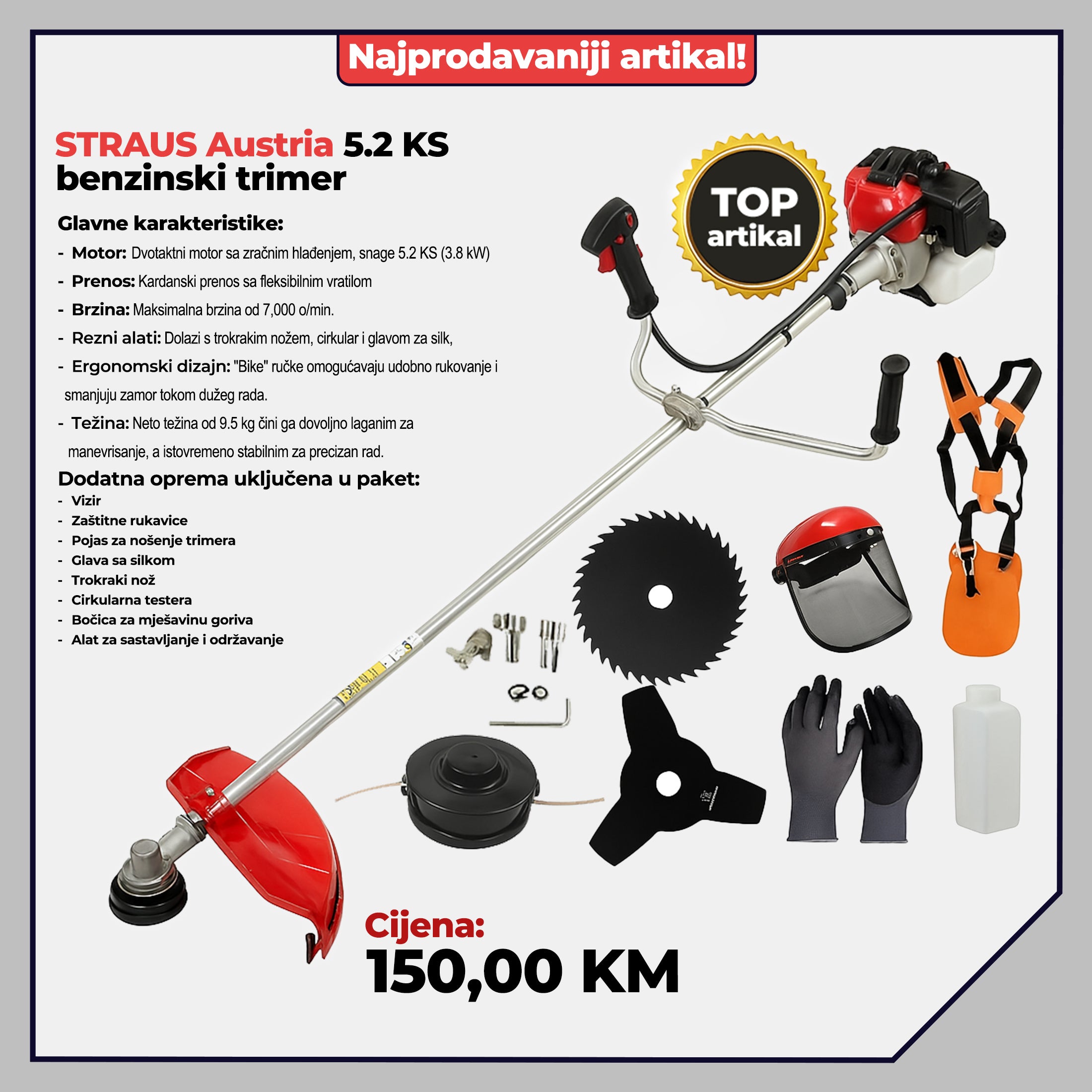 STRAUS Austria 5.2 KS benzinski trimer