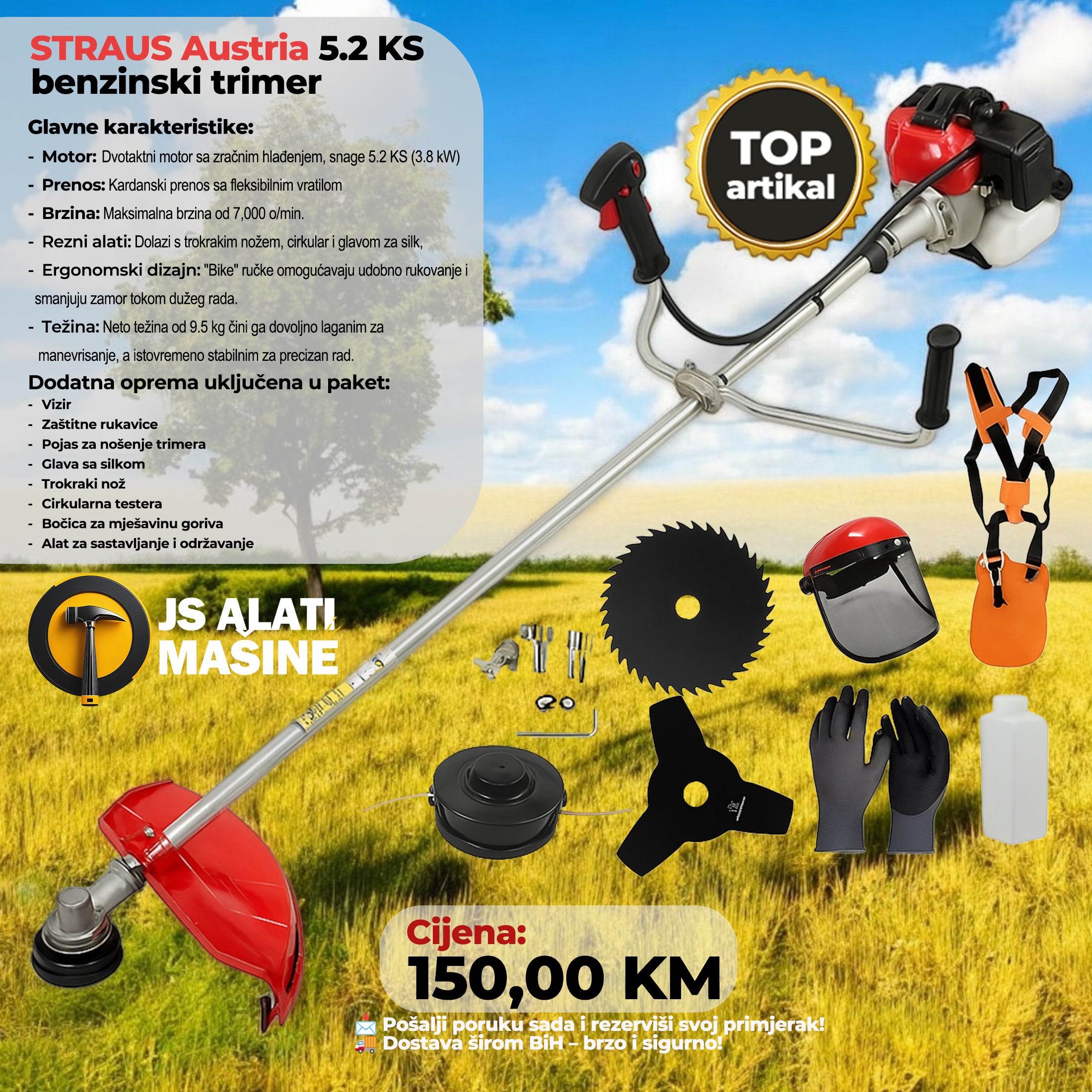 STRAUS Austria 5.2 KS benzinski trimer