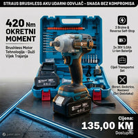 Aku Udarni Odvijač Straus 420Nm Brushless – Snaga bez Kompromisa 1