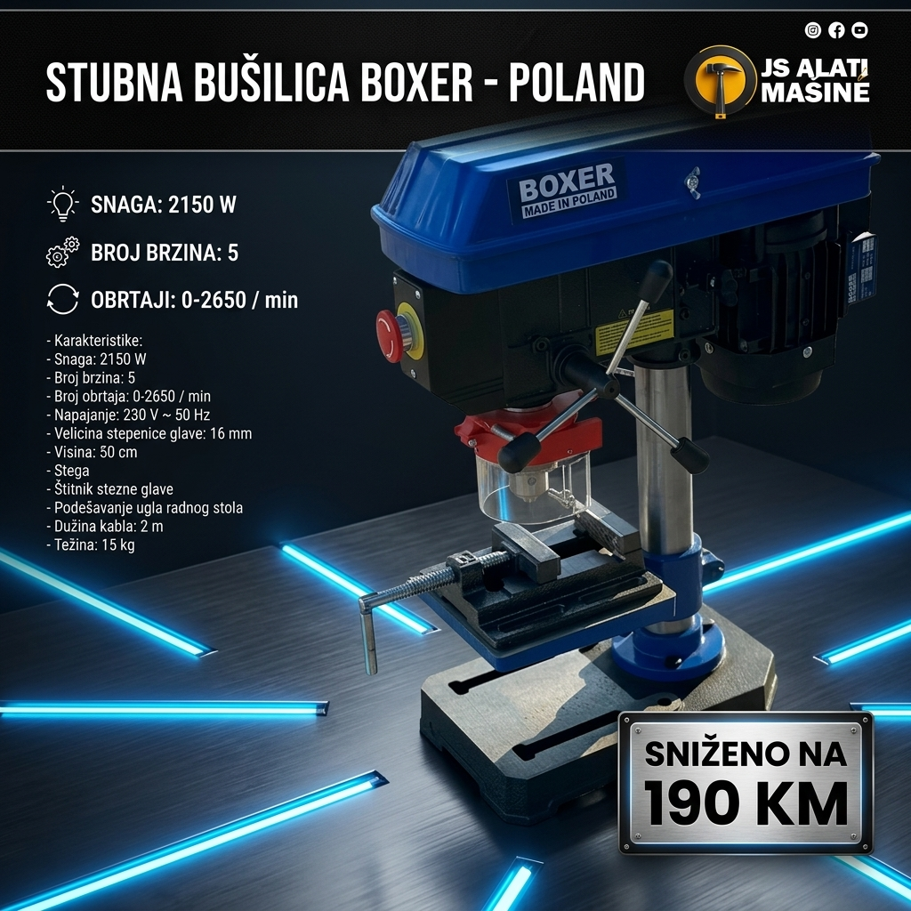 BOXER POLAND Stubna Bušilica 2150W - Profesionalna Preciznost
