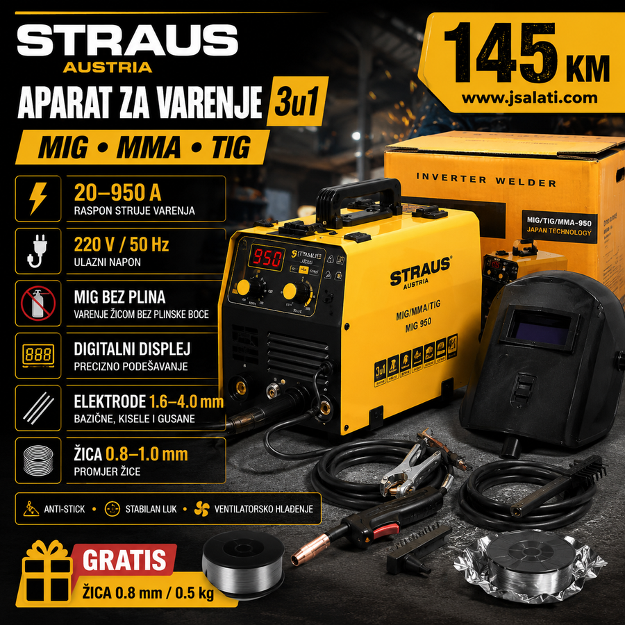APARAT ZA VARENJE MIG / MMA / TIG 500A – STRAUS AUSTRIA (3u1)