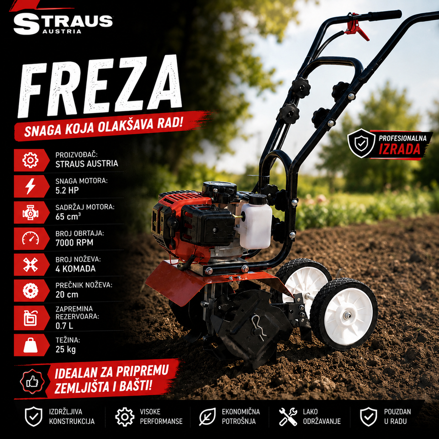 MOTORNA FREZA STRAUS AUSTRIA 5.2 HP