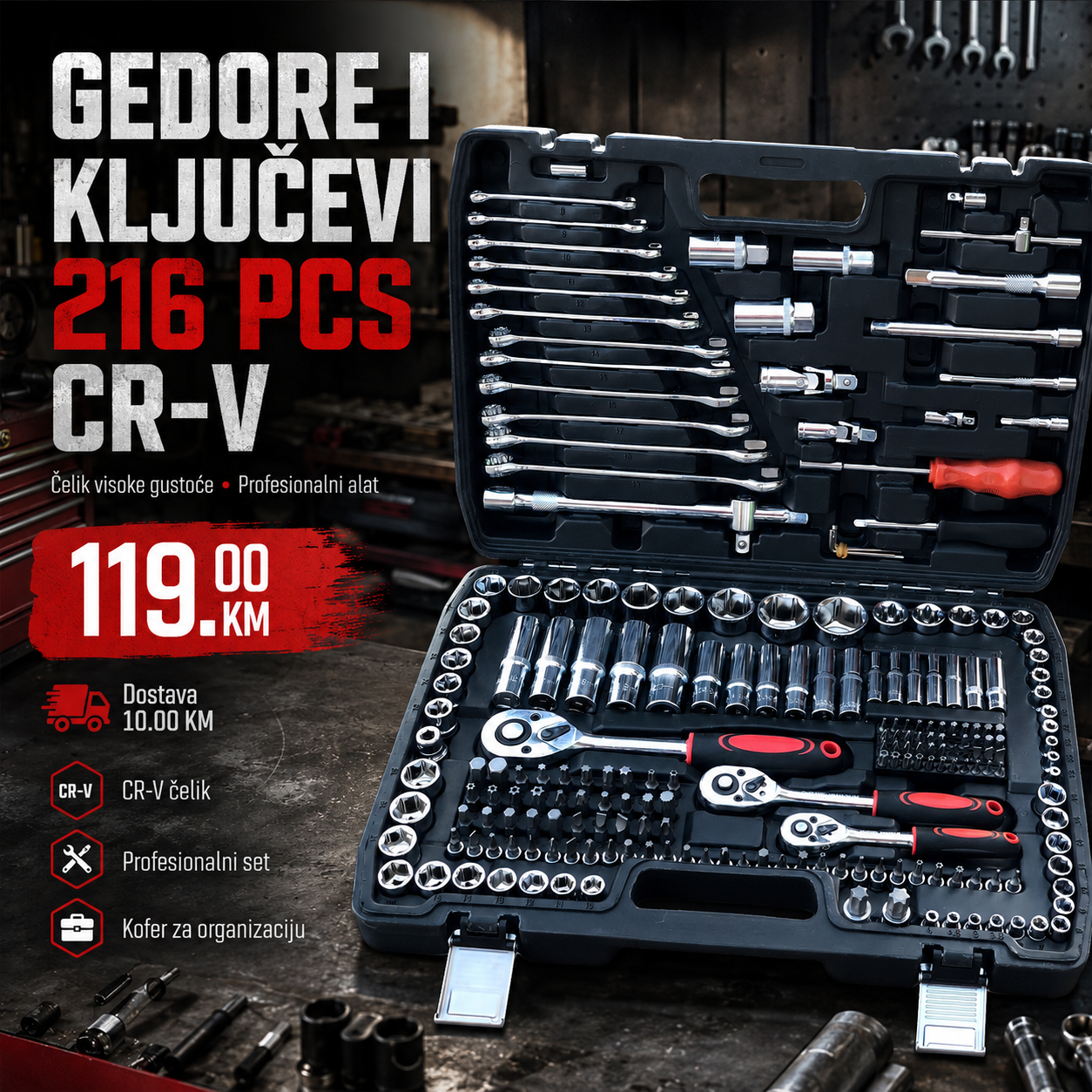 Gedore i Ključevi 216 PCS CR-V - Ultimativni Set za Profesionalce