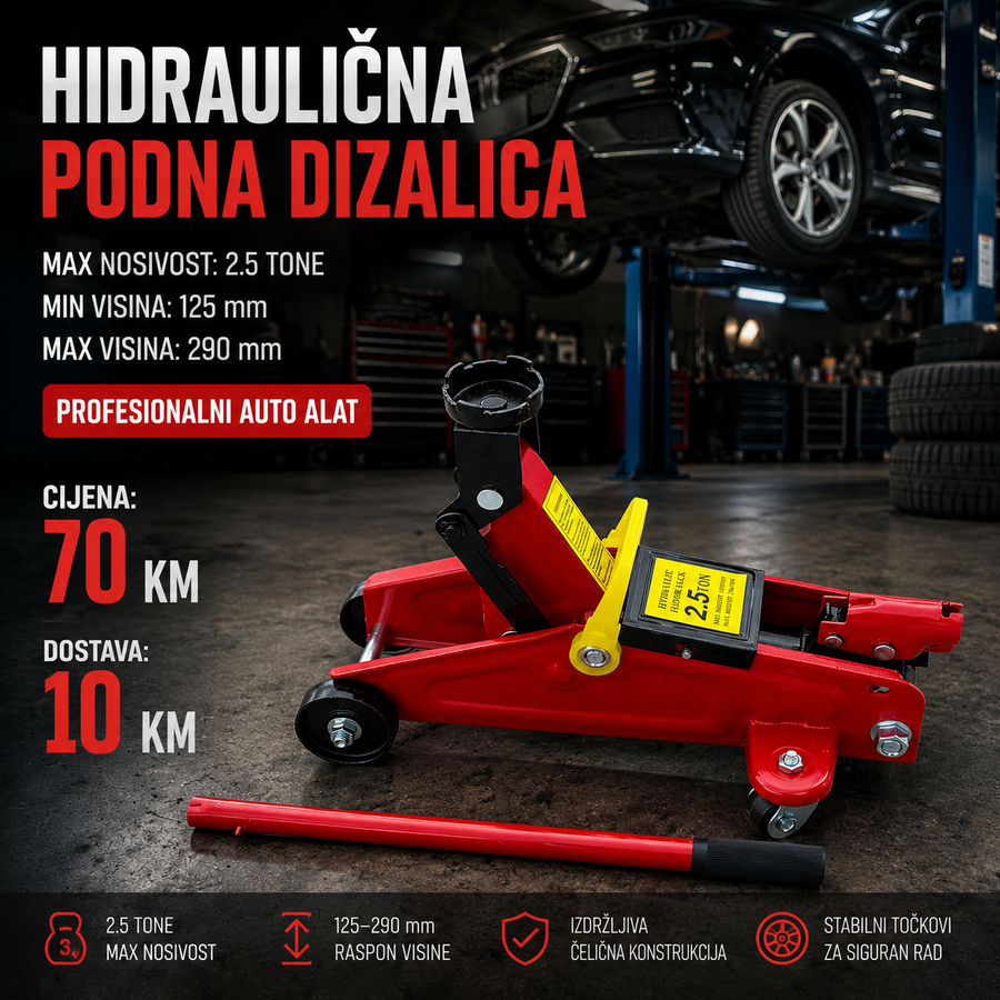 Hidraulična podna dizalica krokodil 2.5 T