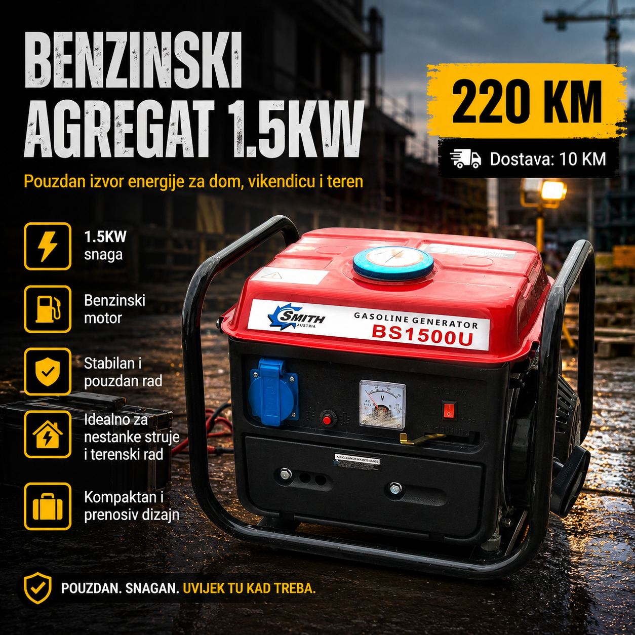 SMITH AUSTRIA 1.5 KW - Profesionalni Agregat Vrhunske Pouzdanosti