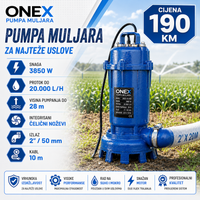 ONEX Pumpa Muljara 3850W sa Noževima - Ekstremna Snaga i Protok 1