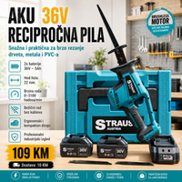 AKU SABLJASTA PILA / LISIČIJI REP BRUSHLESS 36V – STRAUS AUSTRIA + 2 BATERIJE + KOFER 1