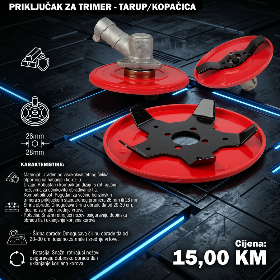 Tarup Kopačica za Trimer - Profesionalni Nastavak za Obradu Tla