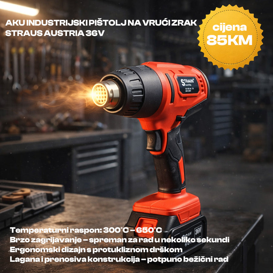 Straus Austria 36V Aku Pištolj na Vrući Zrak – Snaga do 650°C