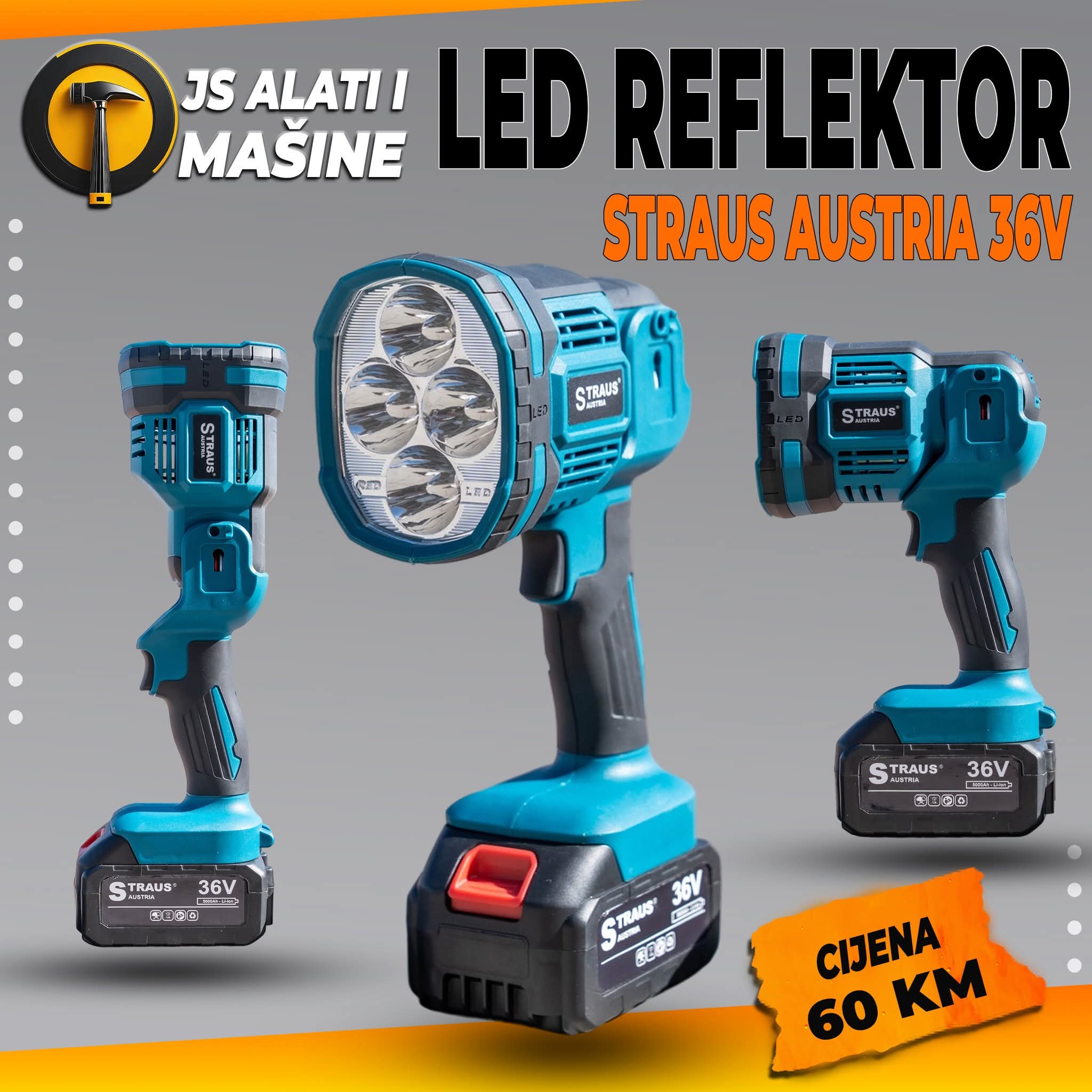 AKU LED REFLEKTOR 36V – STRAUS AUSTRIA